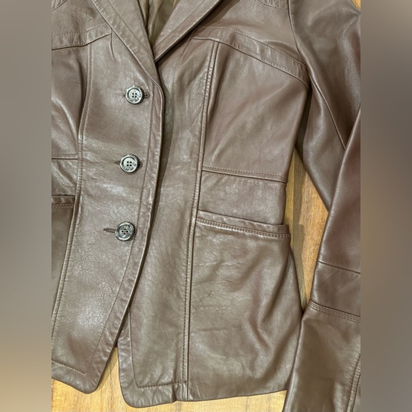Vintage PELLE Studios Brown Buttery Soft Leather Jacket Size S - Picture 4 of 7